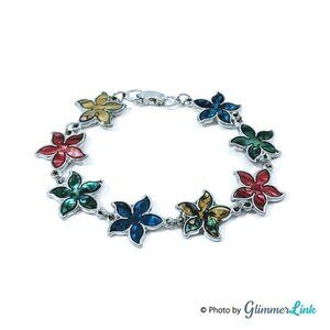 KMQ Colorful Inlay Shell Flower Links Bracelet